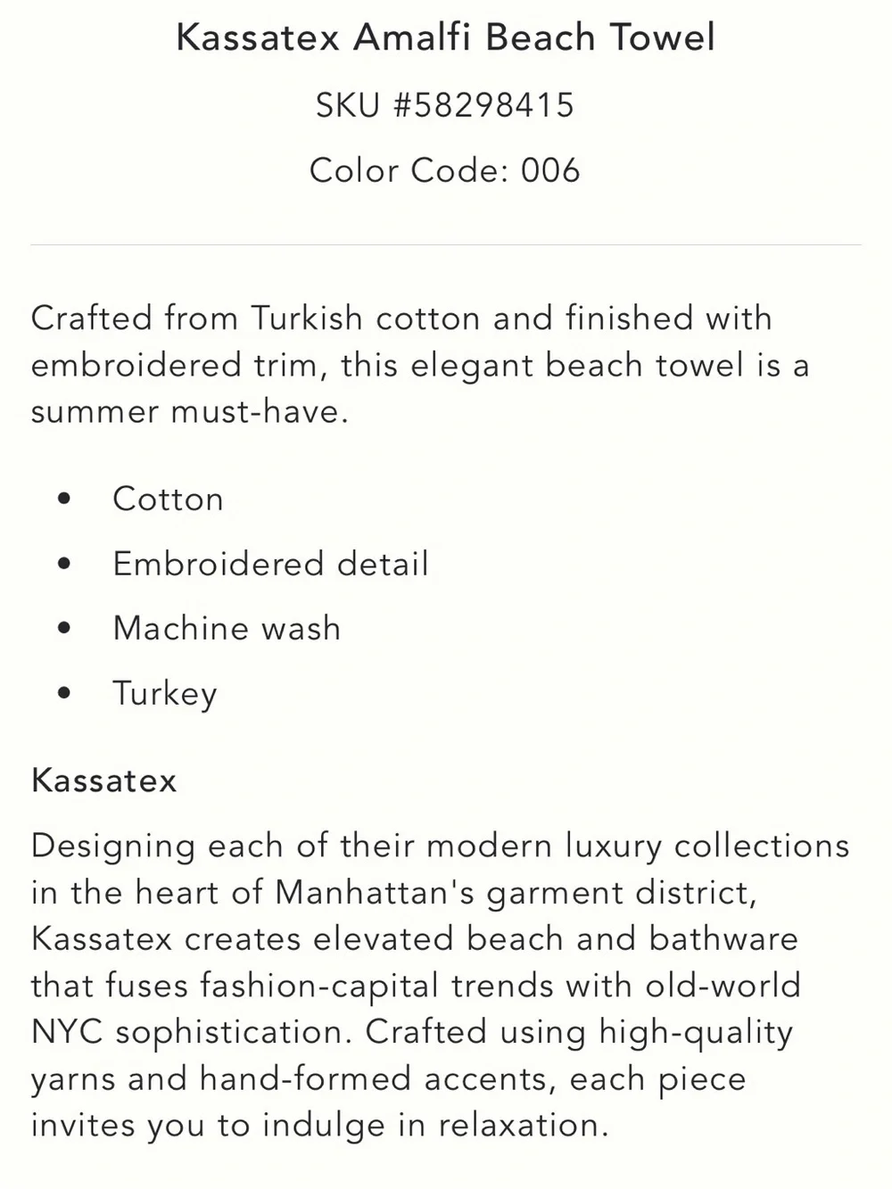 Anthropologie Kassatex Amalfi Beach Towel